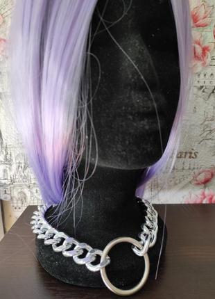 Металлическая, стильная, крупная цепь-колье, чокер. бижутерия.