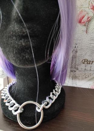 Металлическая, стильная, крупная цепь-колье, чокер. бижутерия.