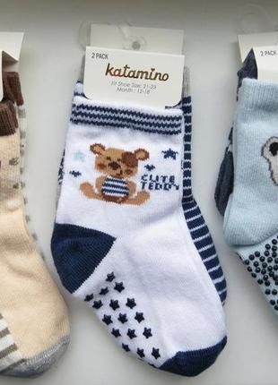 Шкарпетки для новонароджених з тормозками katamino 44039 (12-18,18-24 міс.) для хлопчика.