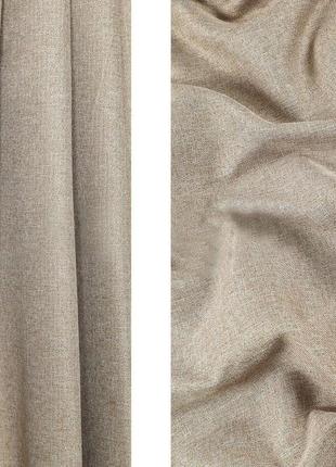 Портьерная ткань для штор блэкаут-лён светло-коричневого цвета