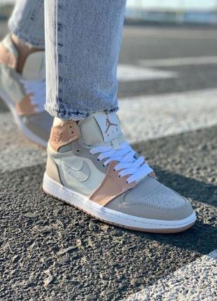 Nike jordan retro 1 pink beige orange white3 фото