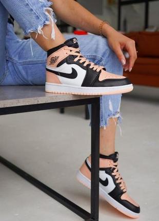 Nike jordan retro 1 pink black white размеры 36,37,38,39,40