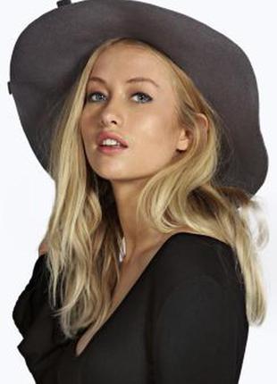 🍇 актуальное шляпа с широкими полями от boohoo!!! цвет темно серый !!