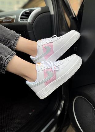 Кроссовки nike air force 1 white/pink/grey кросівки1 фото