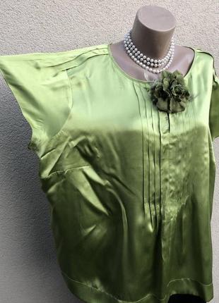 Шелк100%,салатова блуза ,великий розмір, батал ,talbots