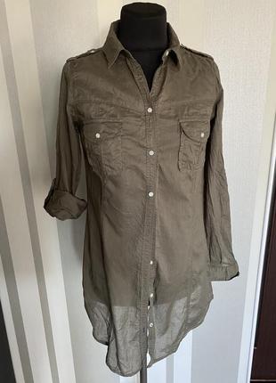 Шикарная рубашка цвета хаки 100% коттон