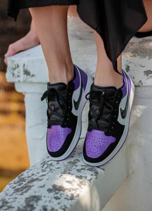 Кроссовки nike air jordan 1 low violet black9 фото