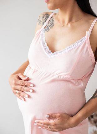 Ночнушка для беременных и кормящих хлопок с кружевом4 фото