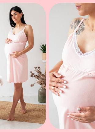 Ночнушка для беременных и кормящих хлопок с кружевом1 фото