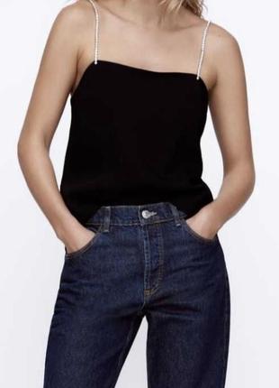 Топ со стразами zara