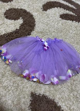 Фатиновая юбка лепестки фиолетовая1 фото