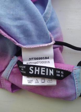 Розово-голубой открытый короткий летний топ shein на бретелях/топик тай-дай7 фото