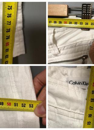 Брендовые calvin klein летние белые укорочённые штаны льняные лён 100% брюки бриджи капри5 фото