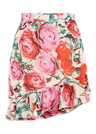 Мини юбка с воланом цветочный принт.prettylittlething6 фото