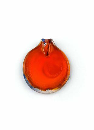 Кулон подвеска муранское стекло оранжевый синий в форме круглого лепестка мурано новый3 фото