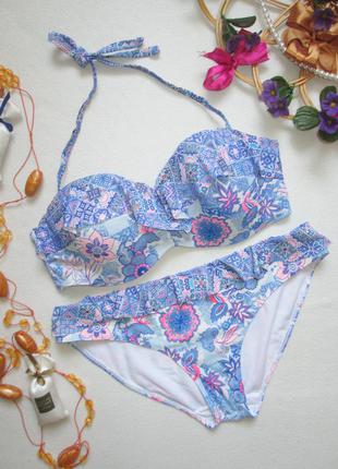 Шикарний роздільний купальник квітковий принт акварель george 🍒🍹🍒