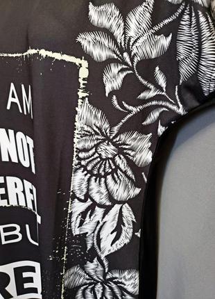 Сукня туніка стрейч подовжена футболка з написом великий розмір квітковий принт батал6 фото