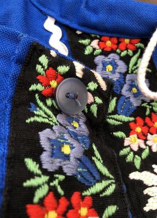 Винтаж,синяя вышиванка,унисекс,блуза,рубаха,этно бохо стиль,швейцария5 фото