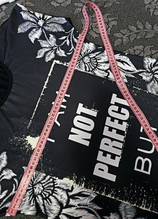 Сукня туніка стрейч подовжена футболка з написом великий розмір квітковий принт батал4 фото