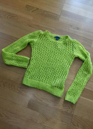 Яркий ажурный свитер сетка реглан gap на 10-11 лет2 фото