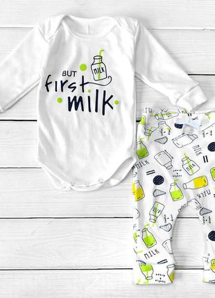 Дитячий костюм боді зі штанами but first milk