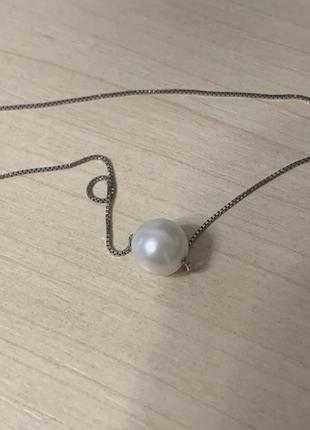 Цепочка с жемчугом серебро2 фото