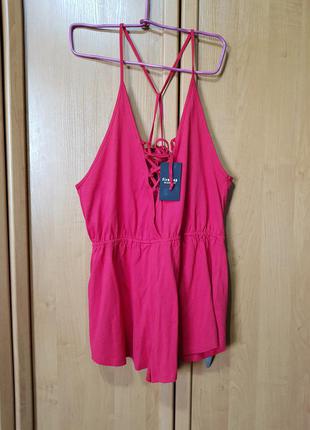 Стильный летний комбинезон шортами, красный комбез трикотажный, короткий ромпер