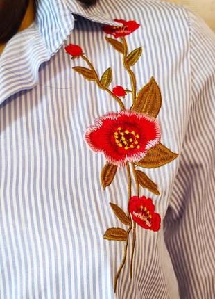 Стильна сорочка блуза в смужку з вишивкою від quiz3 фото