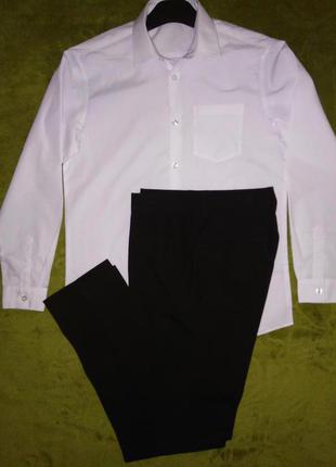 Нарядная белая рубашка и брюки m&s на 14-15лет р.170