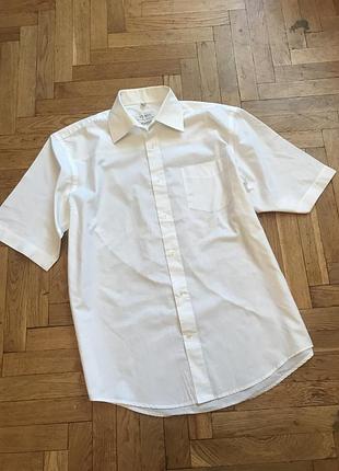 Белая рубашка с коротким рукавом, хлопок,vunic