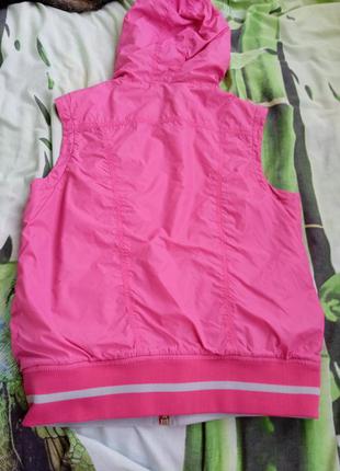 Жилетка двухсторонняя двохстороння перевёртыш перевертыш с капюшоном розовая серая...