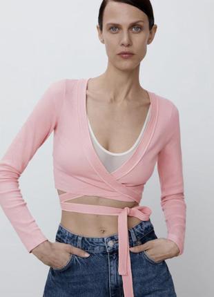 Кофтинка, кофта в рубчик на запах zara