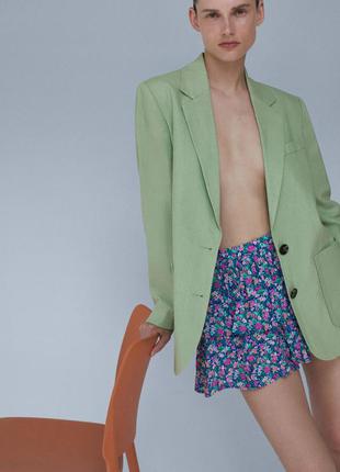 Хит продаж юбка-шорты в мелкий цветочек zara 🌸 разноцветная юбка с цветочным принтом оборки воланы2 фото