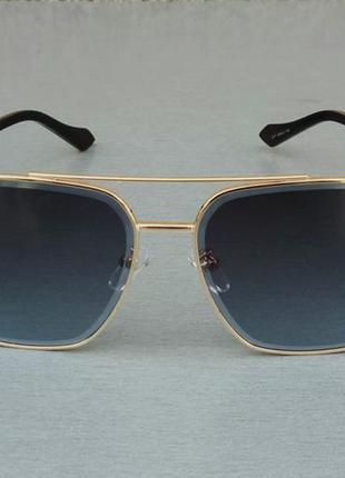 Gucci очки мужские солнцезащитные серо синий градиент в золотом металле дужки кз2 фото