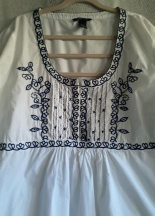 100% коттон женская блузка вышиванка. хлопковая белая натуральная блуза с вышивкой. фотосессия2 фото