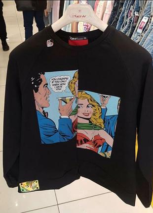 Кофта,толстовка ,модный принт, люкс качество, стамбул,, размер м/л.