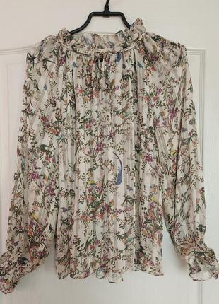 Свободная блузка блуза из воздушной ткани h&m с растительным принтом8 фото