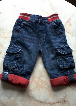 Джинсові теплі брюки фірми early days на вік 6-12 міс. розмір 74