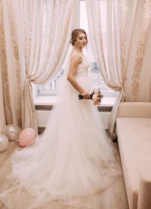 Свадебное платье со съемным шлейфом!