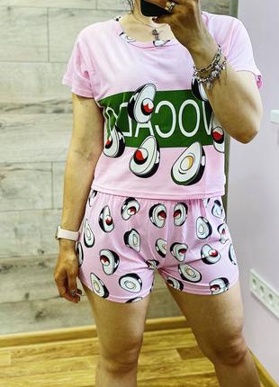 Піжама трикотаж авокадо рожева