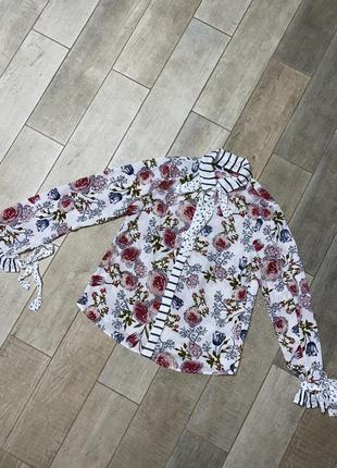 Блузка пэчворк,цветочный принт,полоска,горошек(016)