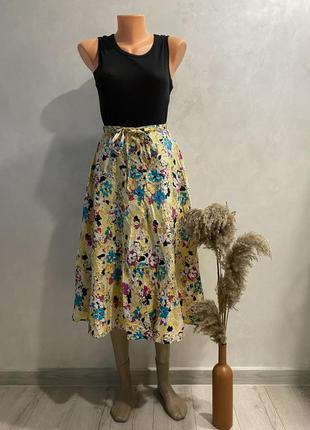 Юбка миди в винтажном стиле в цветочный принт 💐1 фото