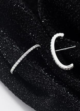 Сережки срібні дуга у формі букви з, довгі сережки, срібло 925