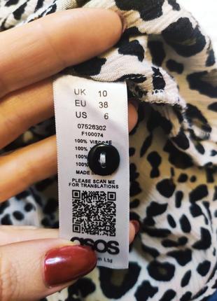 Asos асос платье бежевое чёрное леопардовое с длинным рукавом имитация запаха7 фото