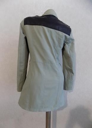 Куртка парка плащ ветровка бежевая с кожзамом фирменная only размер s размер3 фото