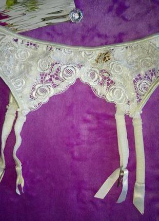 S/8/36 белый кружевной пояс для чулок la senza (ла сенза)