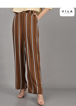 Коричневые брюки vila в полоску