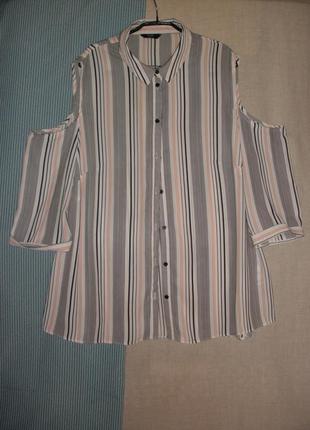 Стильная блузка туника  f&f открытые плечи батал.1 фото