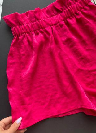 🩳крутые ярко розовые свободные шорты/шорты высокая талия на резинке цвета маджента🩳6 фото
