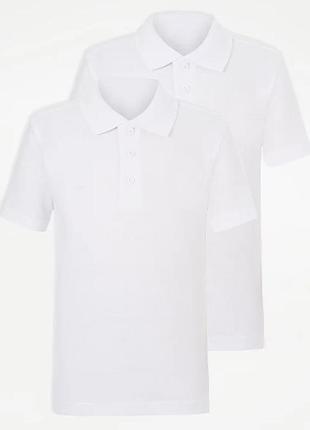Белая школьная рубашка-поло с короткими рукавами george1 фото